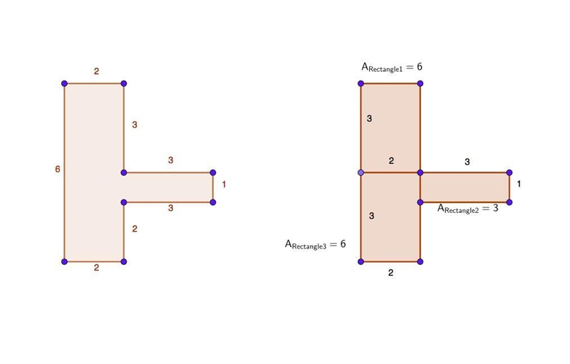 Find the area of the figure, (Sides meet at night angles.) ​-example-1