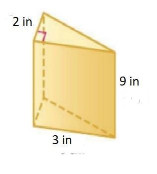 Amanda has a shipping box in the shape of a triangular prism. It is 9 inches tall-example-1