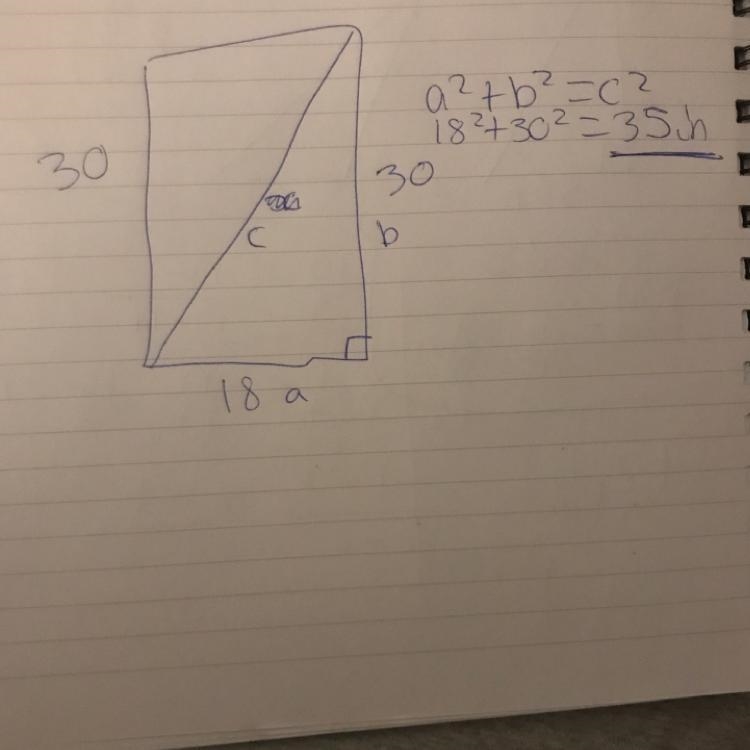 The length of a rectangle is 30 inches and the width is 18 inches. What is the length-example-1