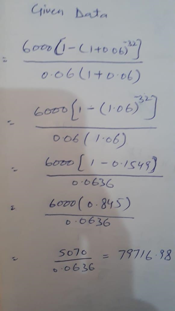 6,000(1-(1+0.06)‐³²)/0.06(1+0.06)​-example-1