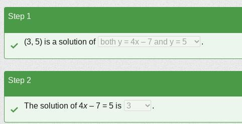 You can solve the equation 4x – 7 = 5 by graphing y = 4x – 7 and y = 5 and finding-example-1