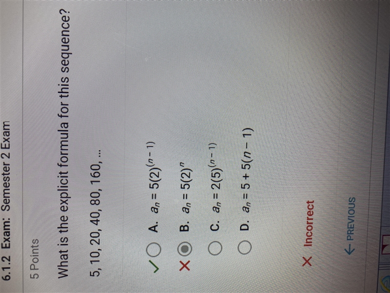 What is the explicit formula for this sequence? 5, 10, 20, 40, 80, 160,..-example-1