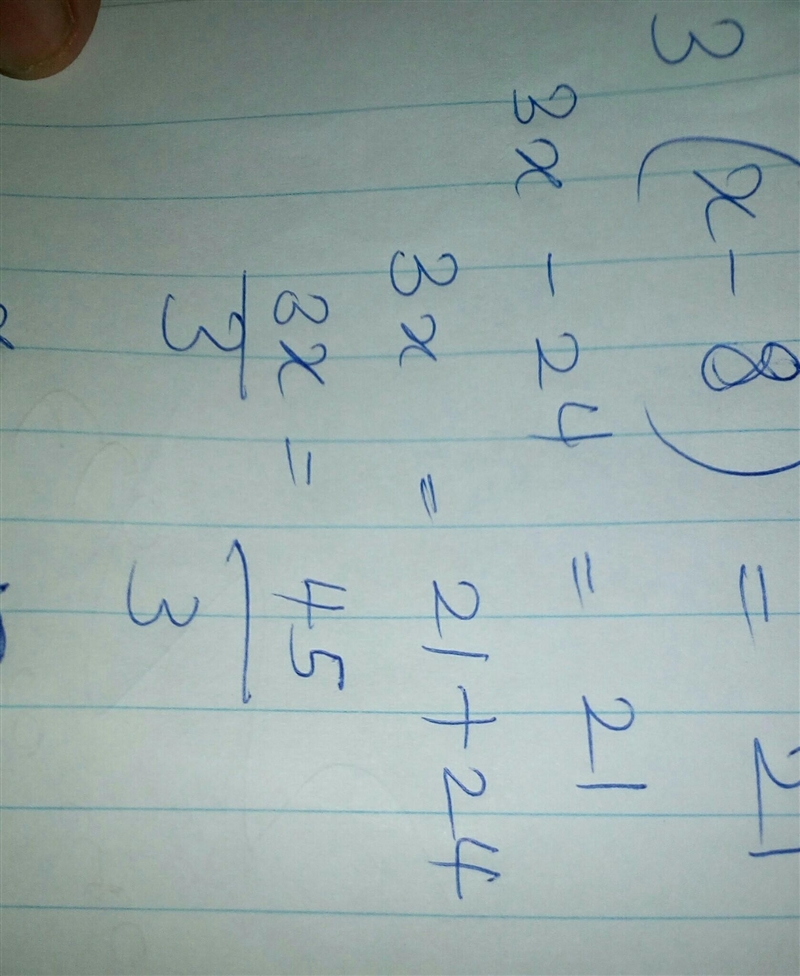 When 8 is subtracted from a certain number and the result is multoplied by 3 the answer-example-1