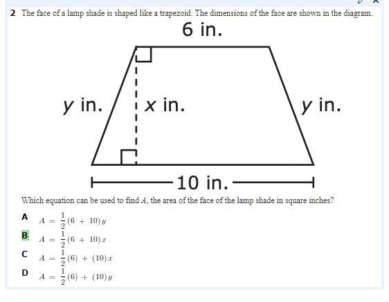 3. The face of a lamp shade is shaped like a trapezoid. The dimensions of the face-example-1