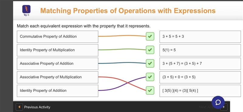 Match each equivalent expression with the property that it represents. Associative-example-1