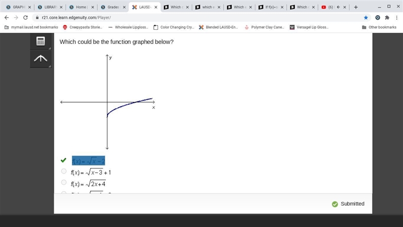 Which could be the function graphed below?-example-1