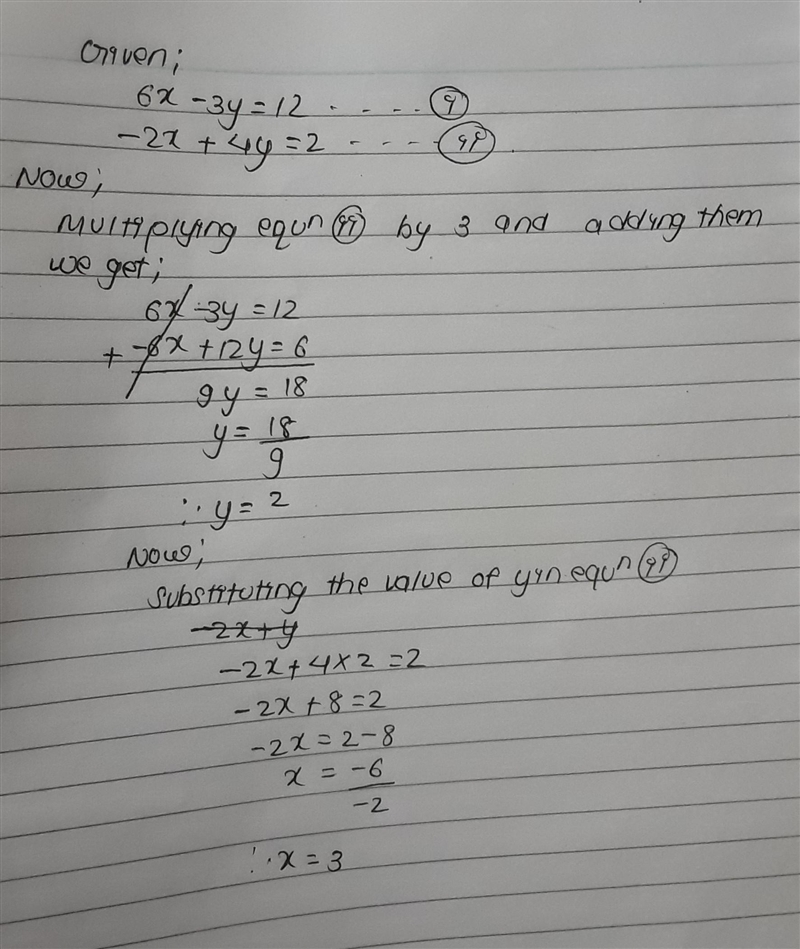 Solve the following system of equations by elimination. What is the value of x?-example-1