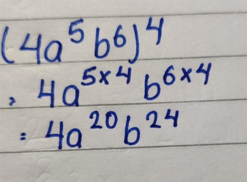 Please help :(( Simplify. (4a5b6)4 256,a20,b24 16a9,b10 256a9,b10 16a20,b24​-example-1