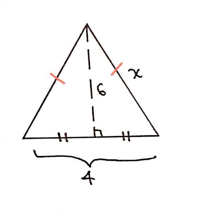 Find the value of x in the isosceles triangle shown below.​-example-1