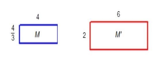 Rectangle M was dilated to form rectangle M'. What ratio is the scale factor?-example-1