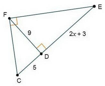 What is the value of x and the length of segment DE? 1.5= 2x 9 + 3 2. 10x + 15 = 9(9) 2x-example-1