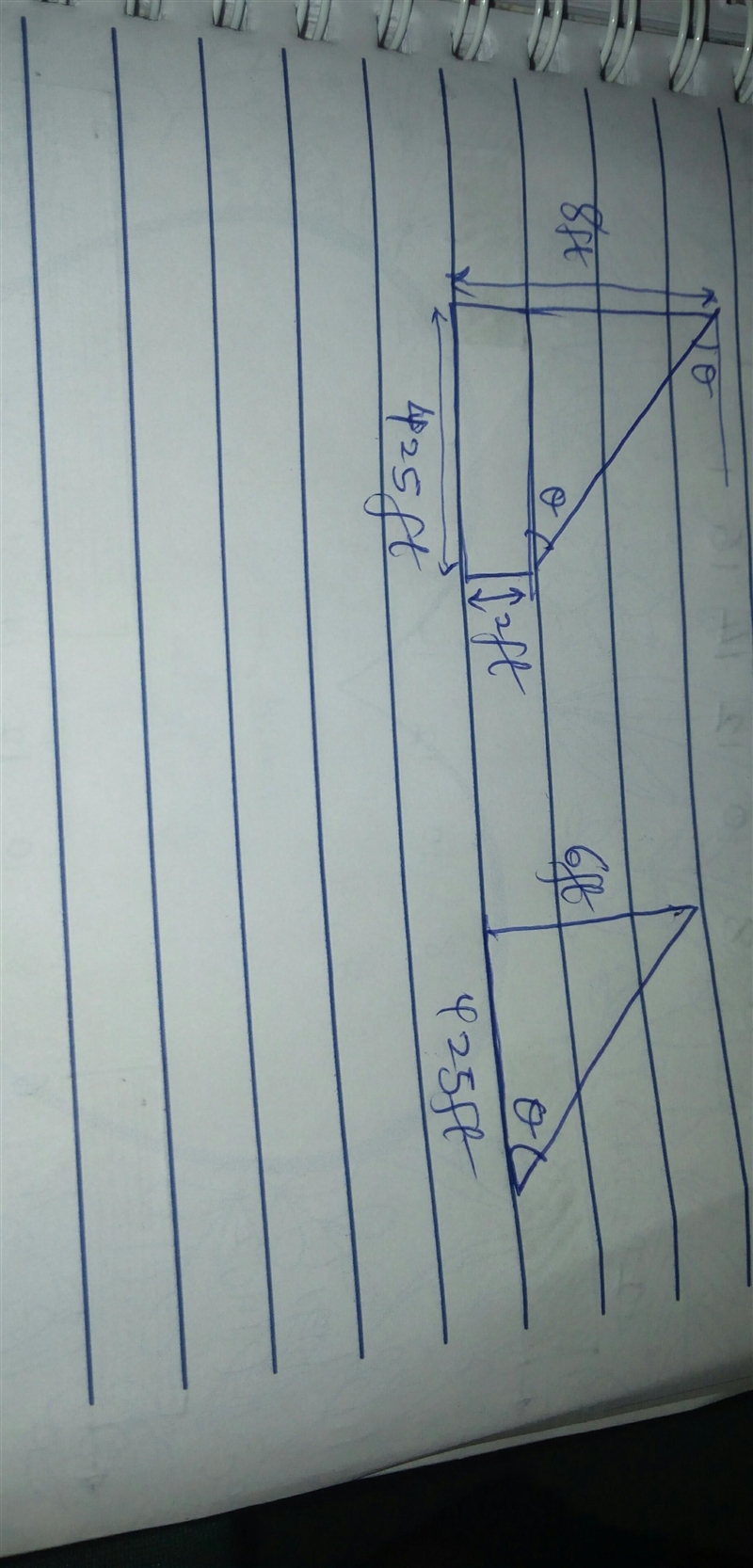 What is the angle of elevation ∅ that is required for a hit ball to just clear the-example-1