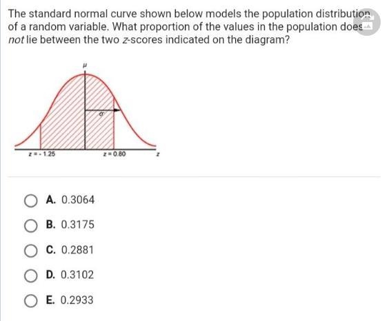 the standard normal curve shown below models the population distribution of a random-example-1