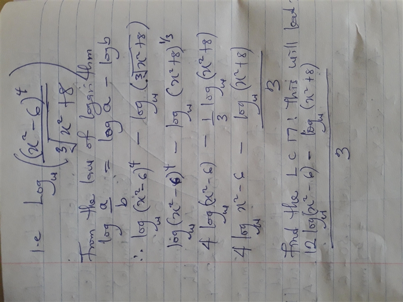 Which expression is equivalent to logw((x^2-6)^4/(cube root x^2+8))-example-1