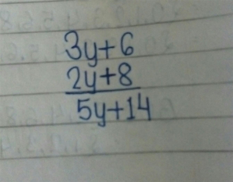 Write the following as an algebraic expression. Simplify if possible. Add 3y + 6 to-example-1