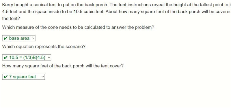 Kerry bought a conical tent to put on the back porch. The tent instructions reveal-example-1