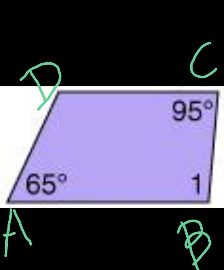 In the trapezoid, what is the measure of 1? 85° 115° 90°-example-1