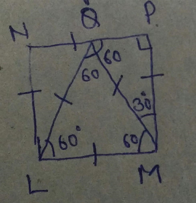 An equilateral triangle LMQ is drawn in the interior of square LMNP so that side LM-example-1