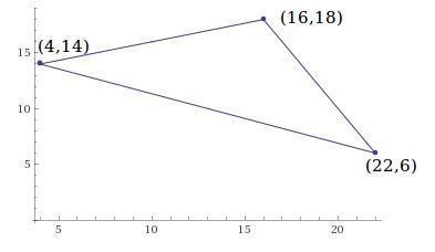 Mark the points with the coordinates (4, 14), (22, 6), and (16, 18). Connect the points-example-1