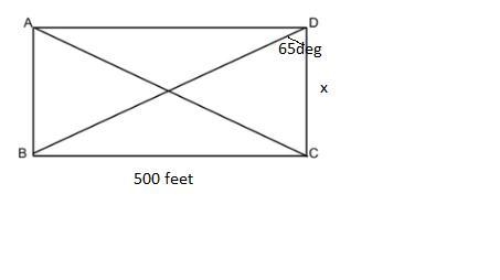 A city park is rectangular in shape. The longer side of the park is 500 feet. A walkway-example-1