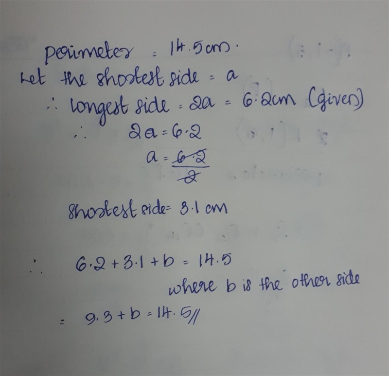 Choose the correct answer. The perimeter of a scalene triangle is 14.5 cm. The longest-example-1