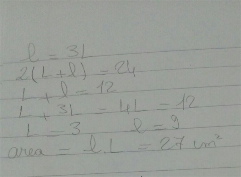 The length of the rectangle is three times it’s width. The perimeter of the rectangle-example-1