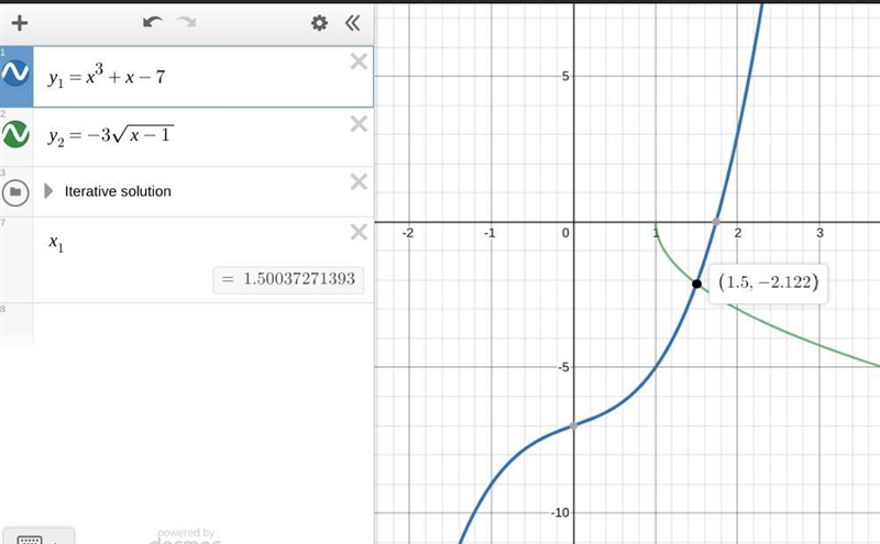 X to the third plus x minus 7 equals -3 square root of x - 1-example-1