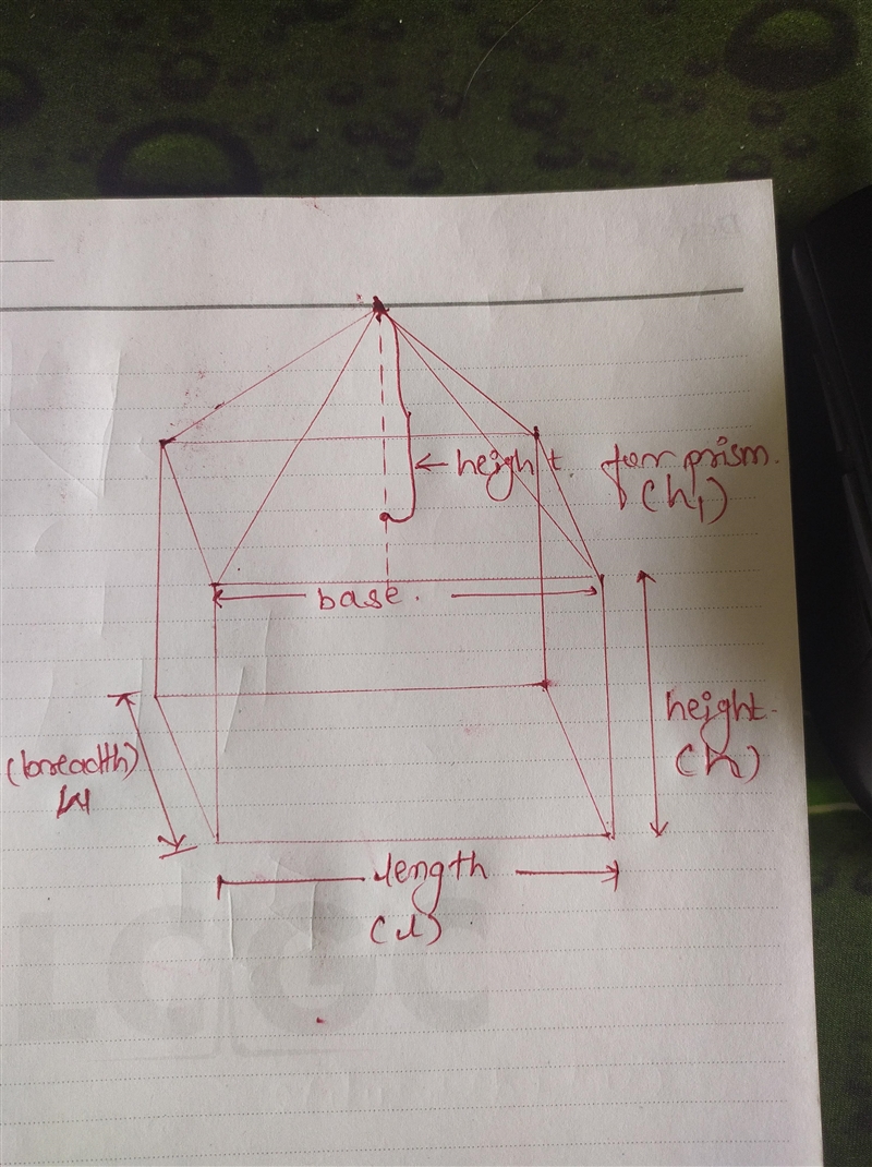 The bottom part of this block is a rectangular prism. The top part is a square pyramid-example-1