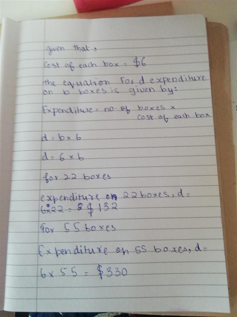 You buy boxes of strawberries at the market. Each box cost $6. Write an equation for-example-1