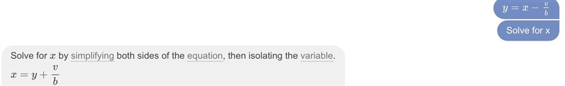 Y = x - v/b ; solve for x-example-1