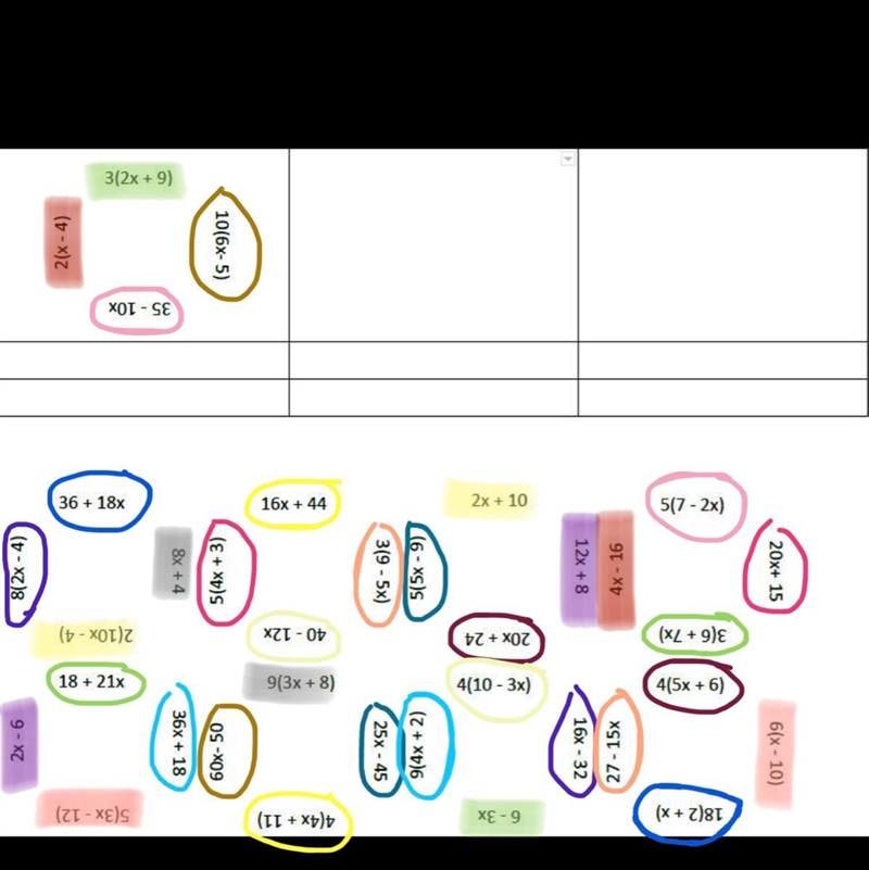 distributive property Use the distributive property to match each expression with-example-1