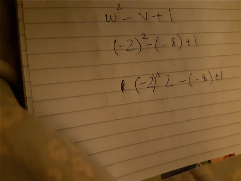 If w = -2 and V = -8 which of the following Expressions shown the values correctly-example-1