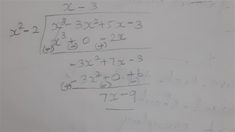 5. Divide 1) x4-3x2+4x+5 by x2+1-x 2) x3-3x2+5x-3 by x2-2 ​-example-2