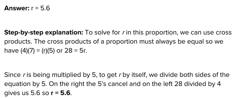 Solve for r 4/r = 5/7-example-1