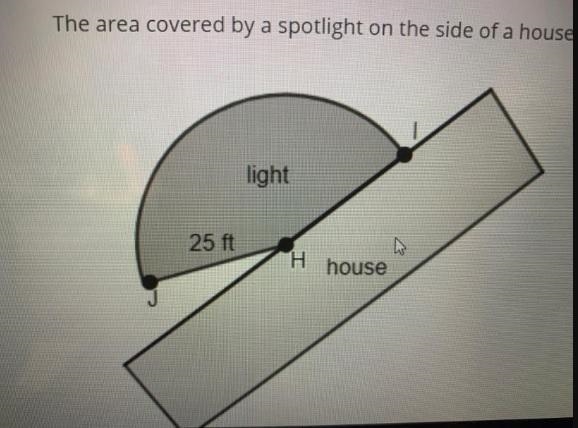 The area covered by a spotlight on the side of a house is 954 square feet, as seen-example-1