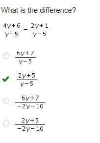 What is the difference? 4y+6/y-5 - 2y+1/y-5-example-1