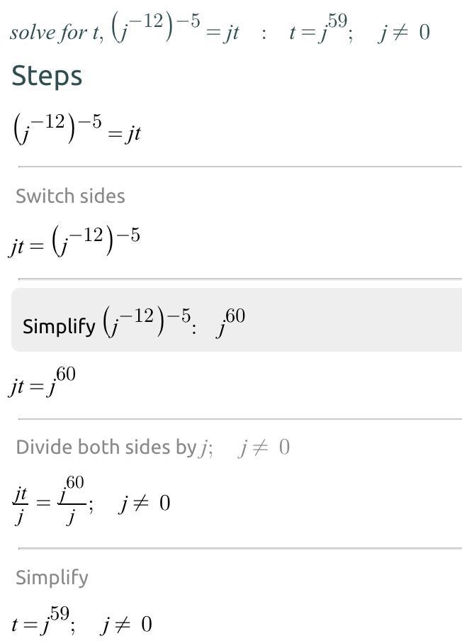 NEED HELP What is the value of t in this equation? (j^-12)^-5=jt-example-1