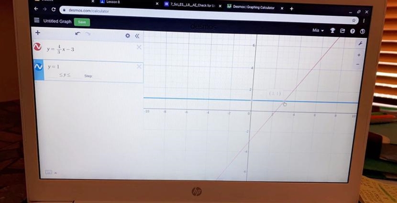 Y=4/3x-3 y=1 infinitely many or no solutions? and graph.-example-1