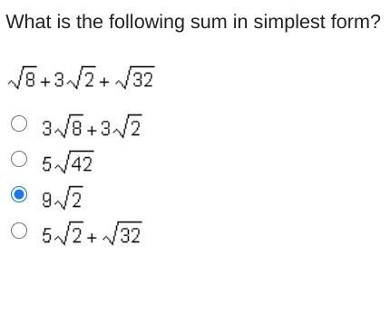 What is the following sum in simplest form? StartRoot 8 EndRoot + 3 StartRoot 2 EndRoot-example-1