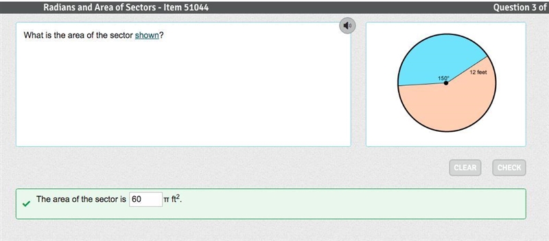 What is the area of the sector shown?-example-1