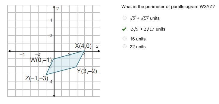 On a coordinate plane, parallelogram W X Y Z is shown. Point W is at (0, negative-example-1