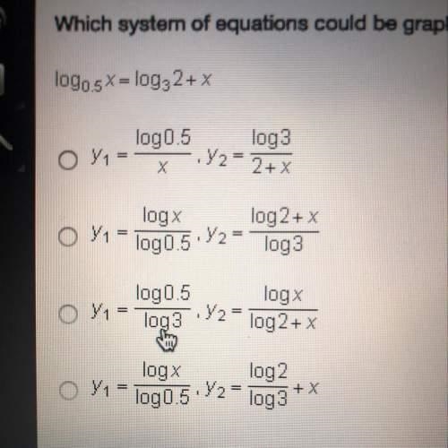 Which system of equations could be graphed to solve the equation below? log0.5x=log-example-1