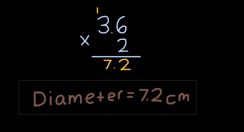 A circle has a radius of 3.6cm. What is it’s diameter?-example-1