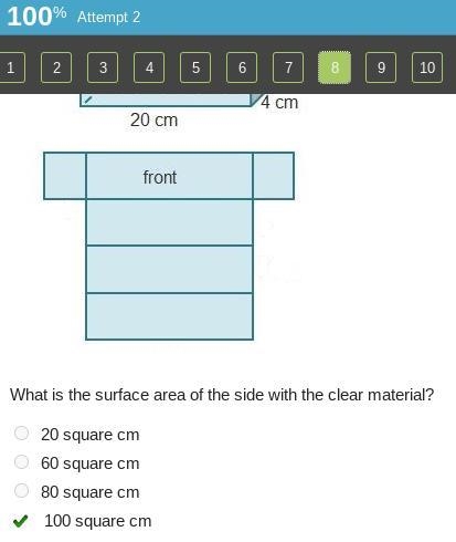 A box is designed to hold pencils. The front of the box will be made from a clear-example-1