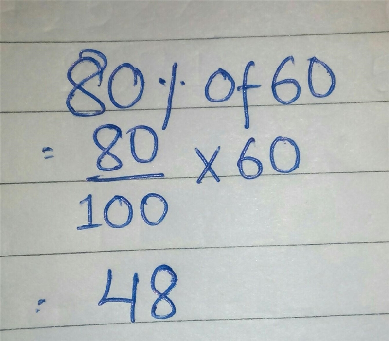 What is 80 percent of 60. write and solve a proportion. thank you-example-1