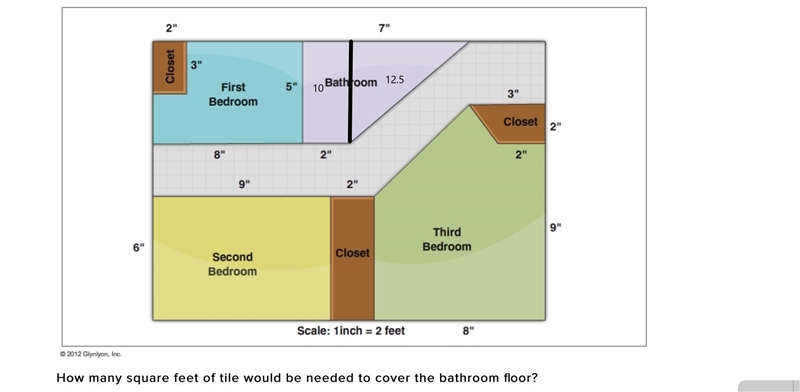 The following scale drawing was made for a home that is for sale. Use this information-example-1