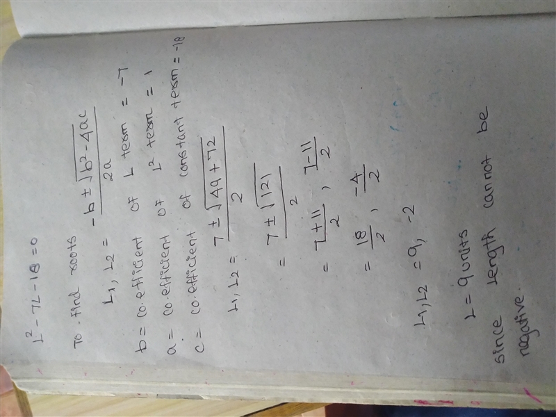 The width of a rectangle is 7 units less than the length. The area of the rectangle-example-1