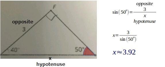 How do I find side length x and would I use sin cos or tan-example-1