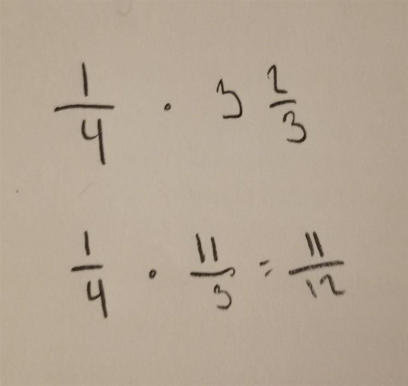 What is the product? One-fourth times three and two-thirds A. 1/2 B. 7/12 C. 3/4 D-example-1