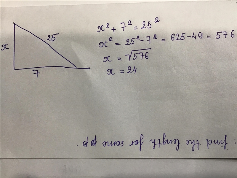 Please help! 15 pts!! What is the length of the missing leg in this right triangle-example-1